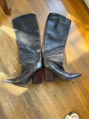 veronique branquinho Tall Brown Leather Heeled Boots